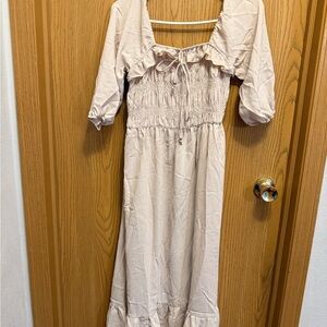 Macy's Elegant Cream Long Sleeve Dress